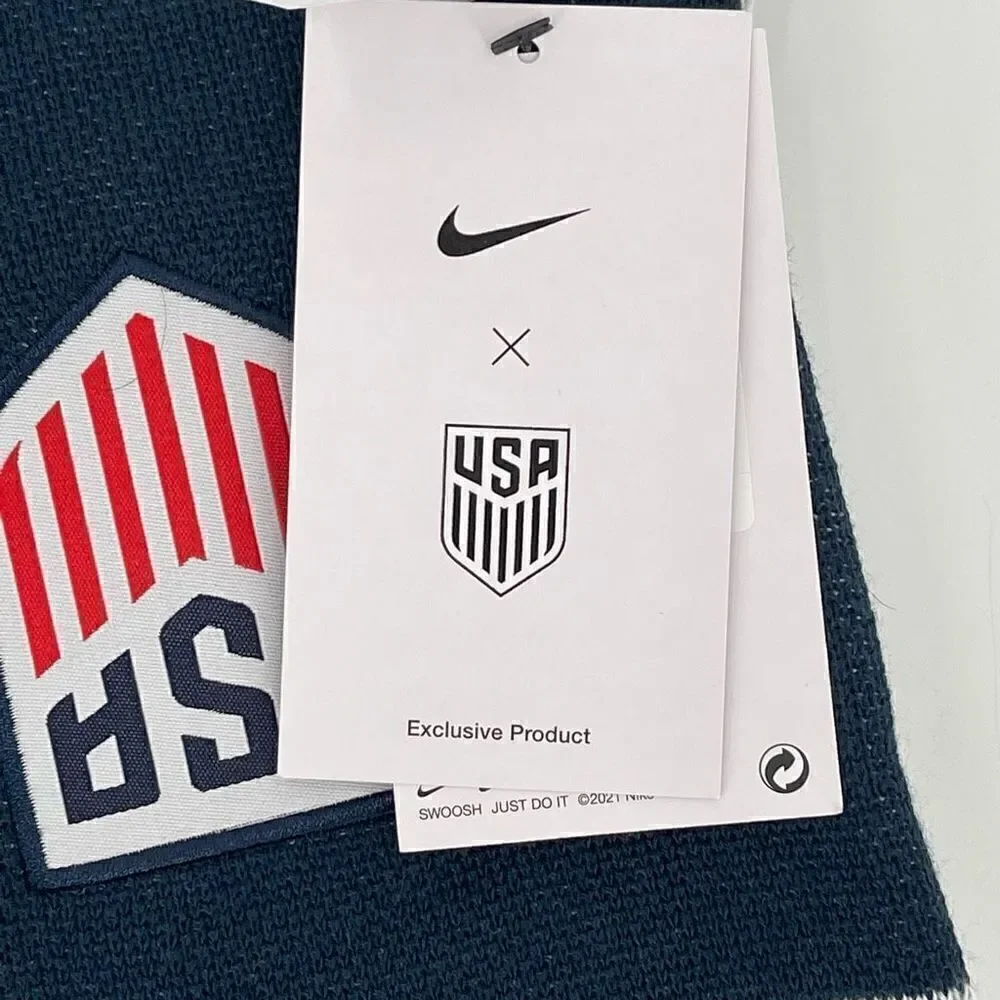Nike USA Local Verbiage Scarf USMS‎ Knit Fringe Blue White Unisex One Size